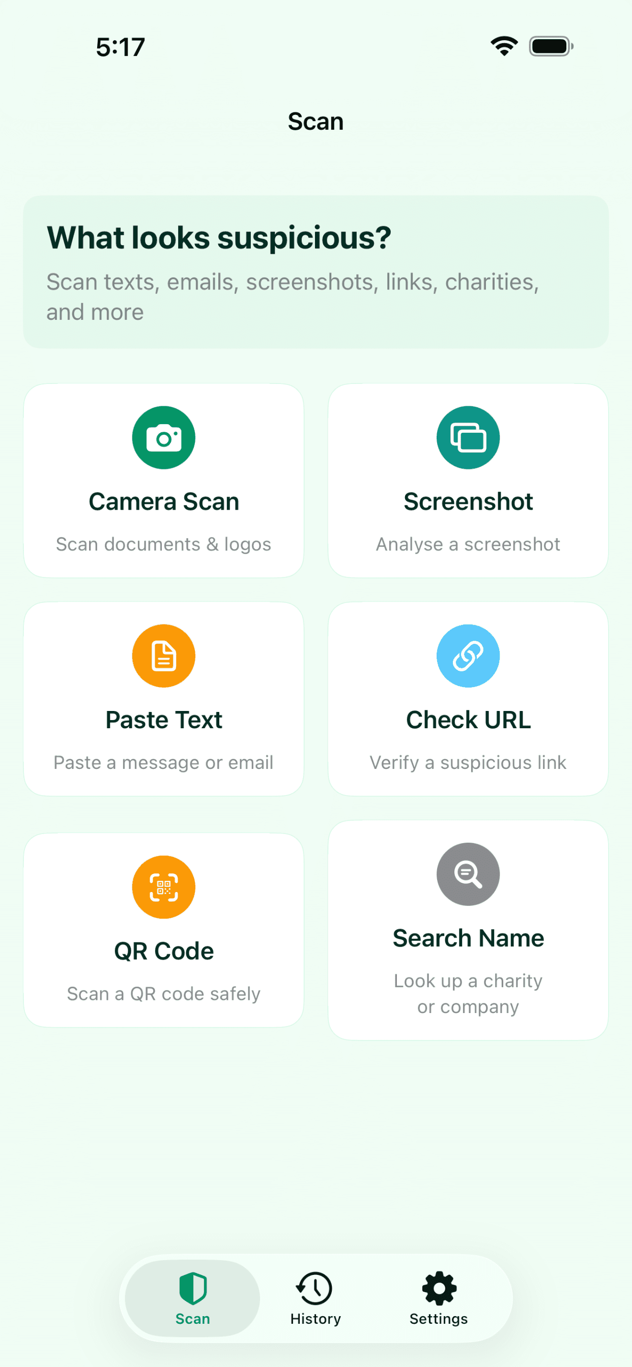 Scan screen